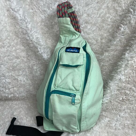 KAVU Rope  Canvas mint Green Sling Bag Crossbody Backpack - Picture 4 of 10